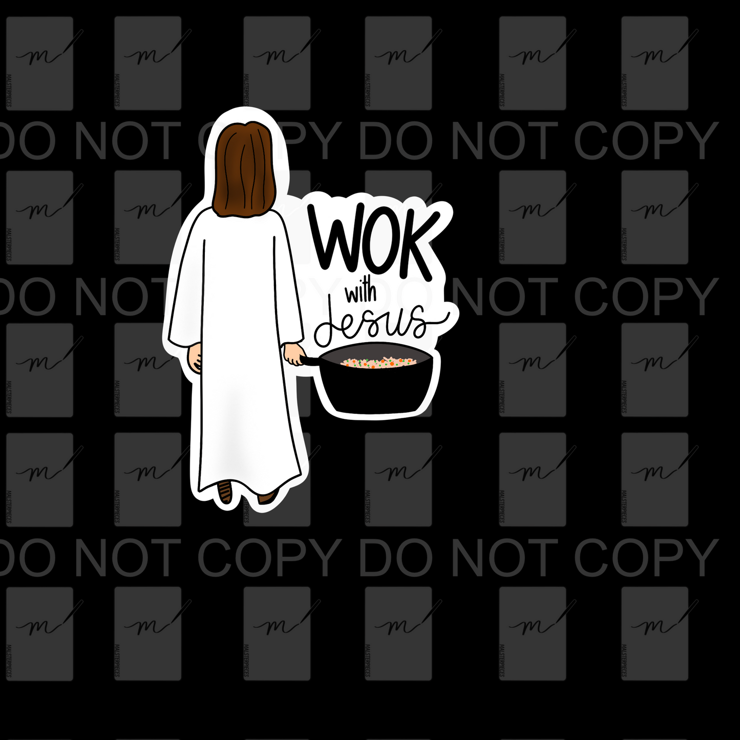 Wok With Jesus Sticker
