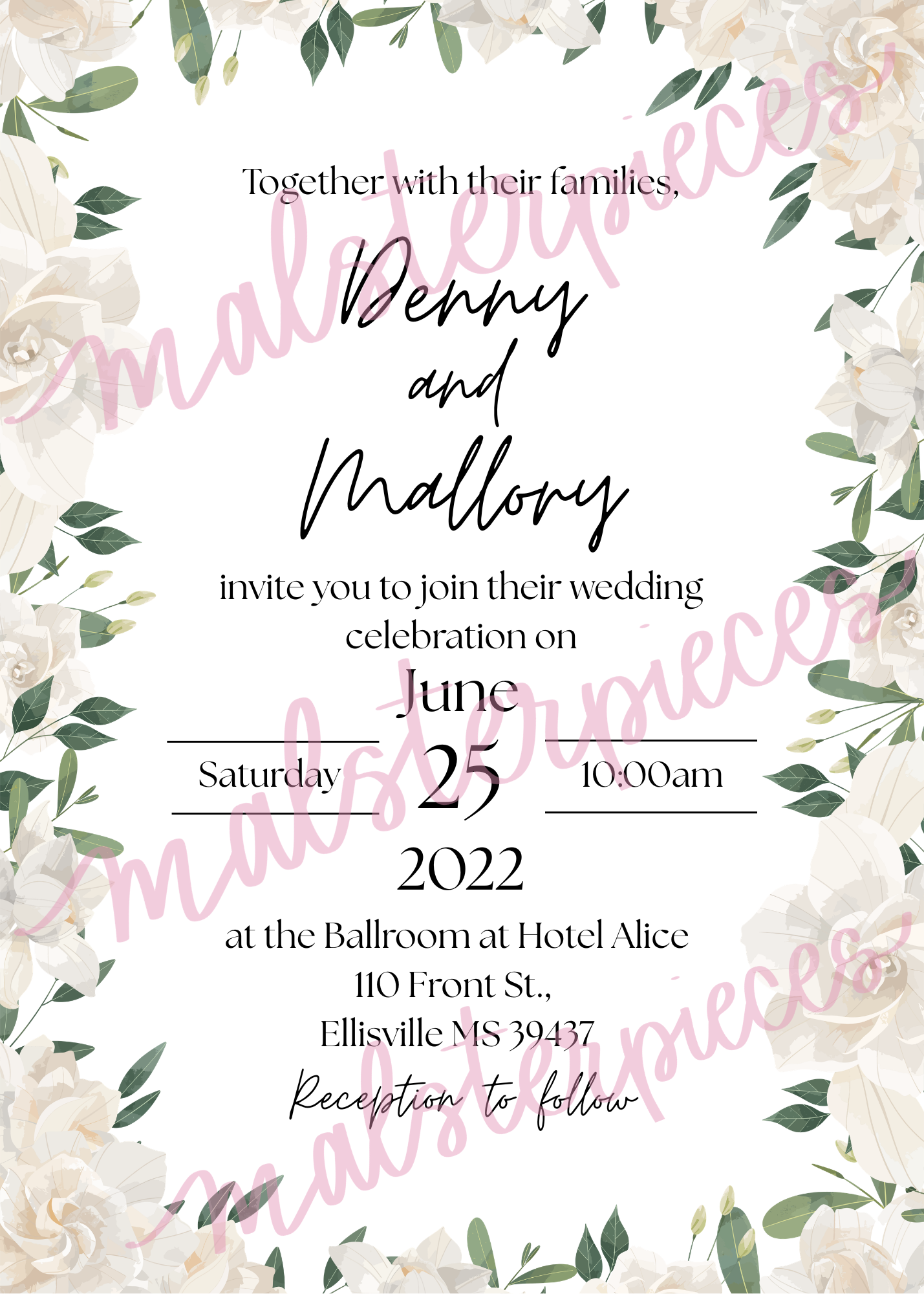 White Gardenia Wedding Invitation Kit