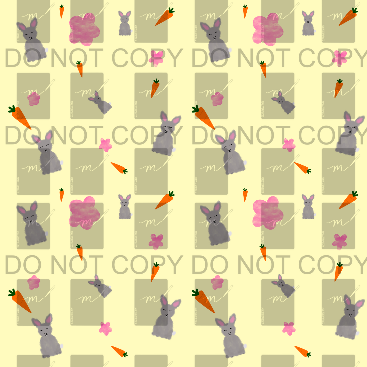 Bunnies and Carrots Easter Seamless Pattern PNG
