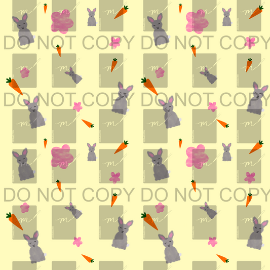 Bunnies and Carrots Easter Seamless Pattern PNG
