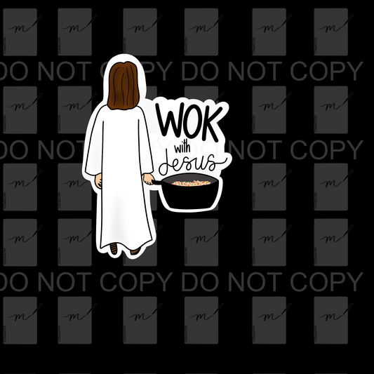 Wok With Jesus Sticker